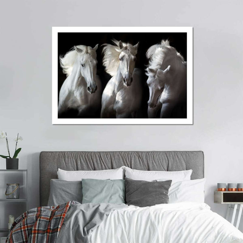 Three White Horses Wall Art