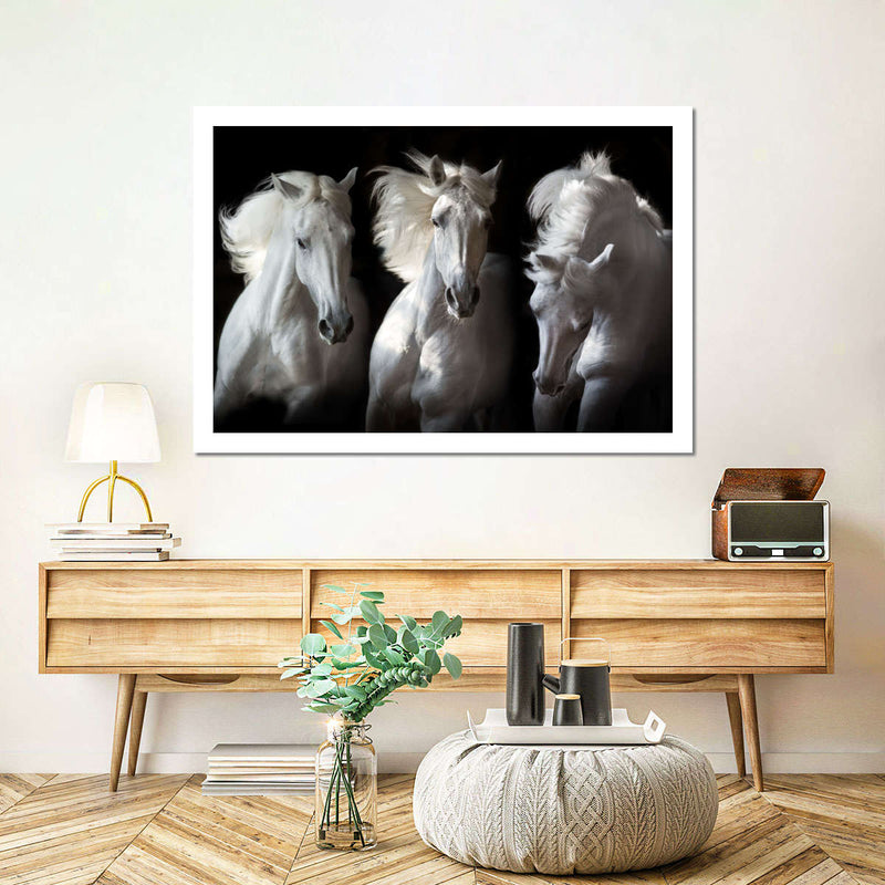 Three White Horses Wall Art