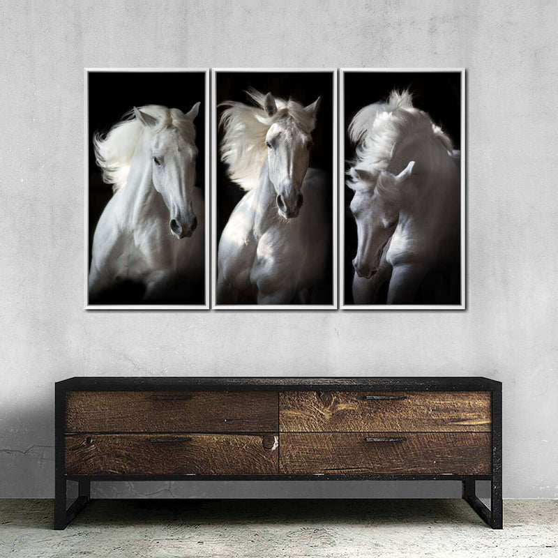 Three White Horses Wall Art