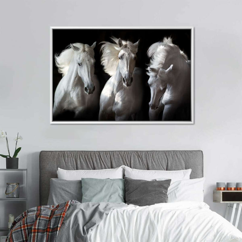 Three White Horses Wall Art