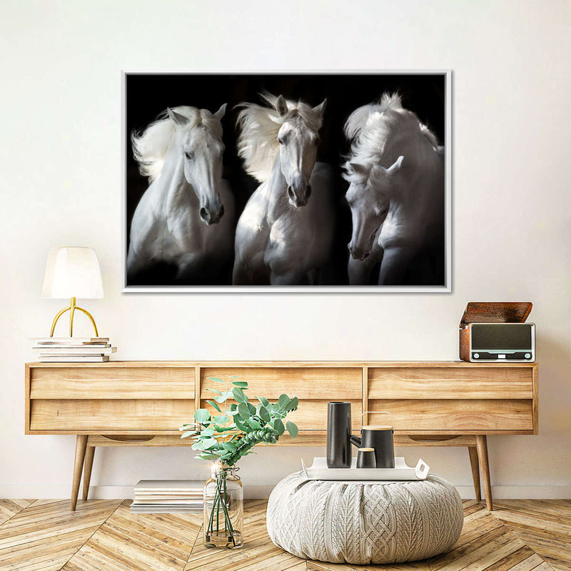 Three White Horses Wall Art