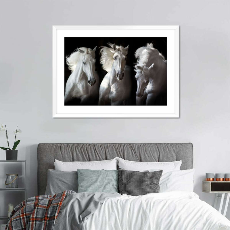 Three White Horses Wall Art