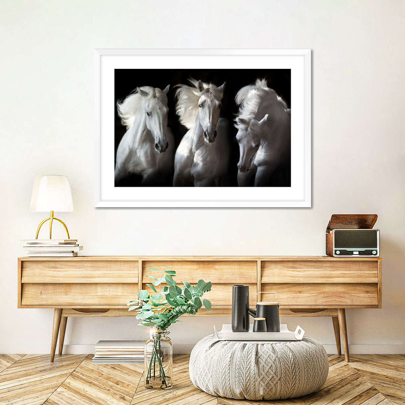 Three White Horses Wall Art