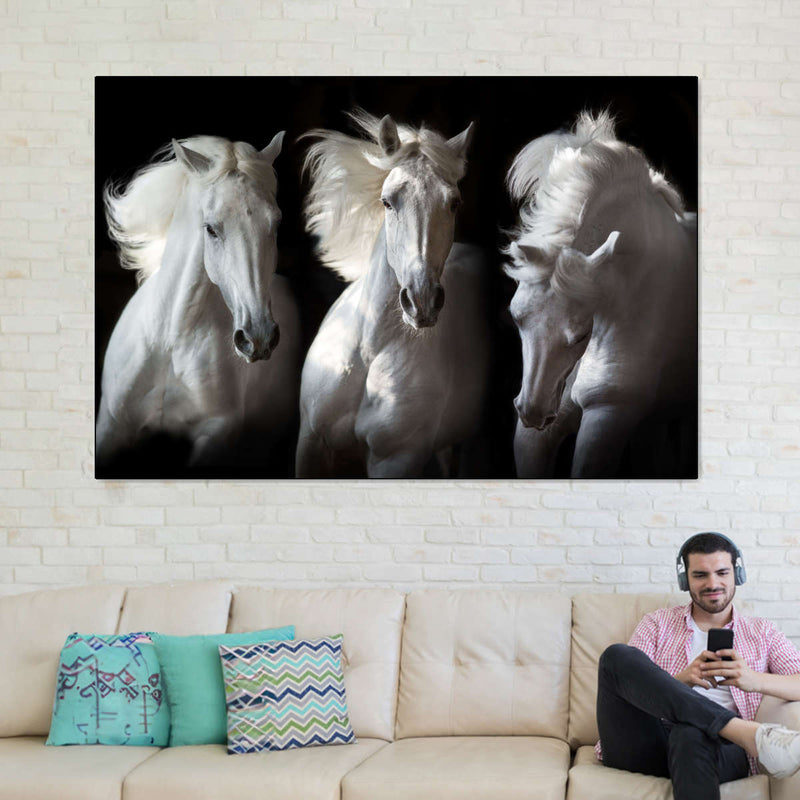 Three White Horses Wall Art