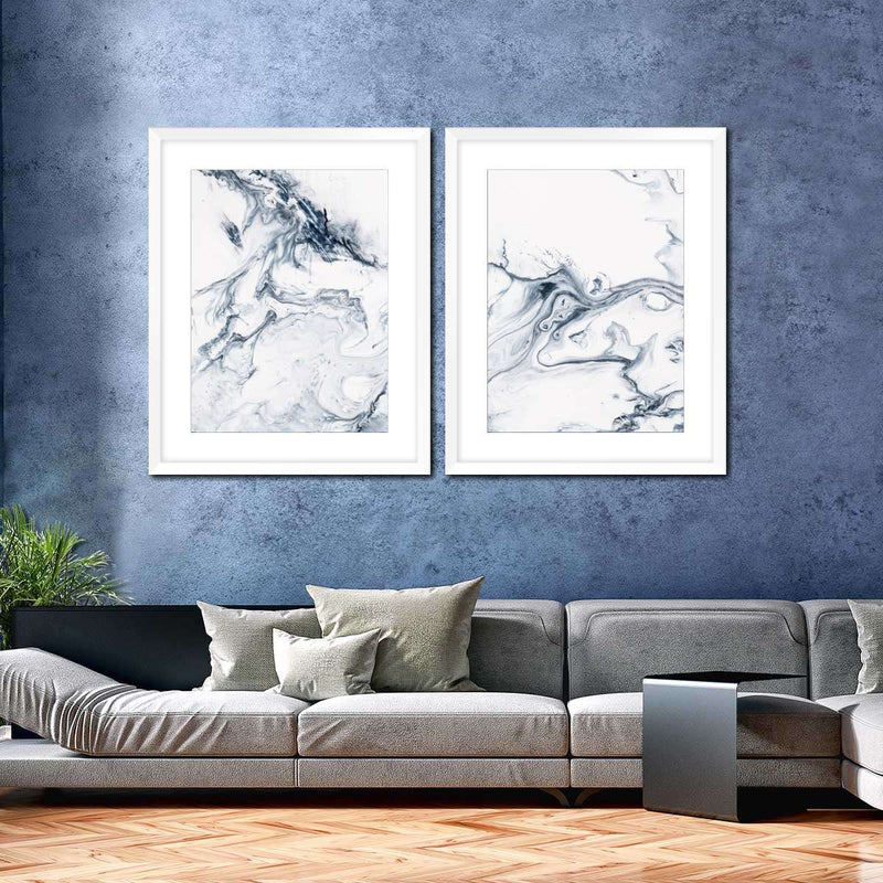 Grey And White Abstract Wall Art