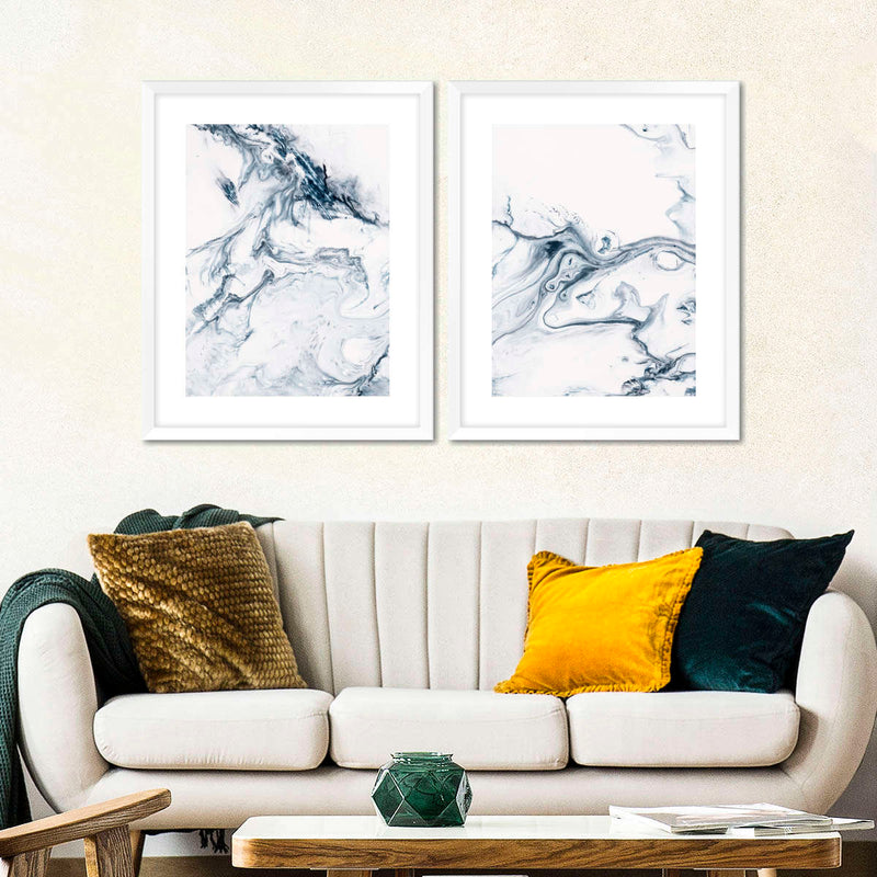 Grey And White Abstract Wall Art