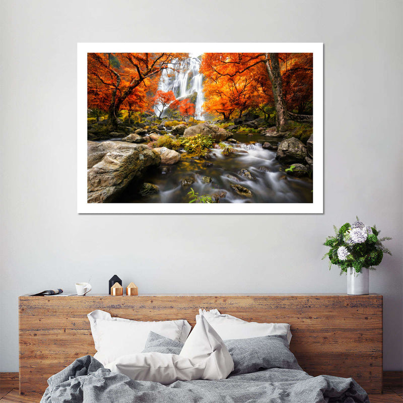 Stunning Autumn Waterfall Wall Art