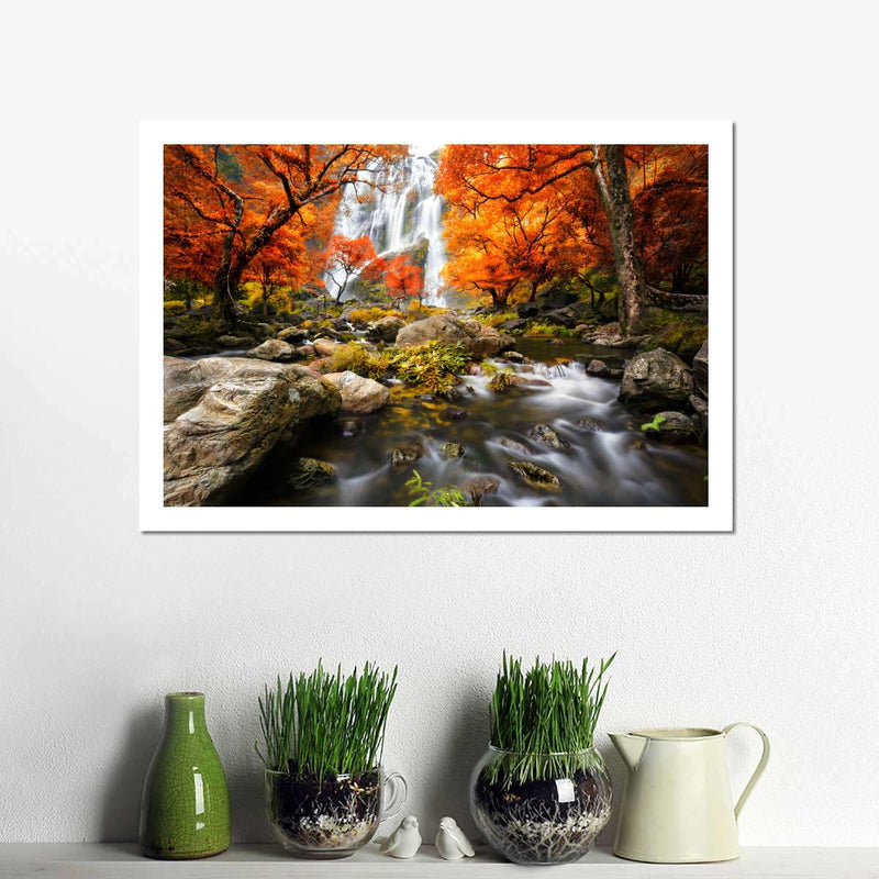 Stunning Autumn Waterfall Wall Art