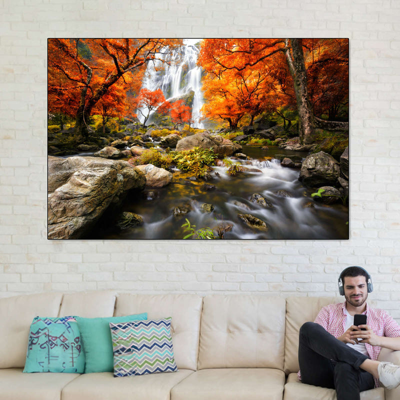 Stunning Autumn Waterfall Wall Art