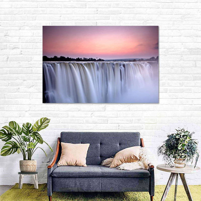 Sunset At Victoria Falls Wall Art