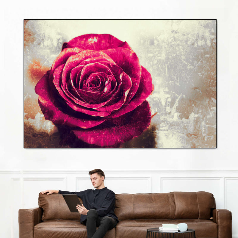 Textured Grunge Rose Wall Art