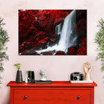 Red Autumn Waterfall Wall Art