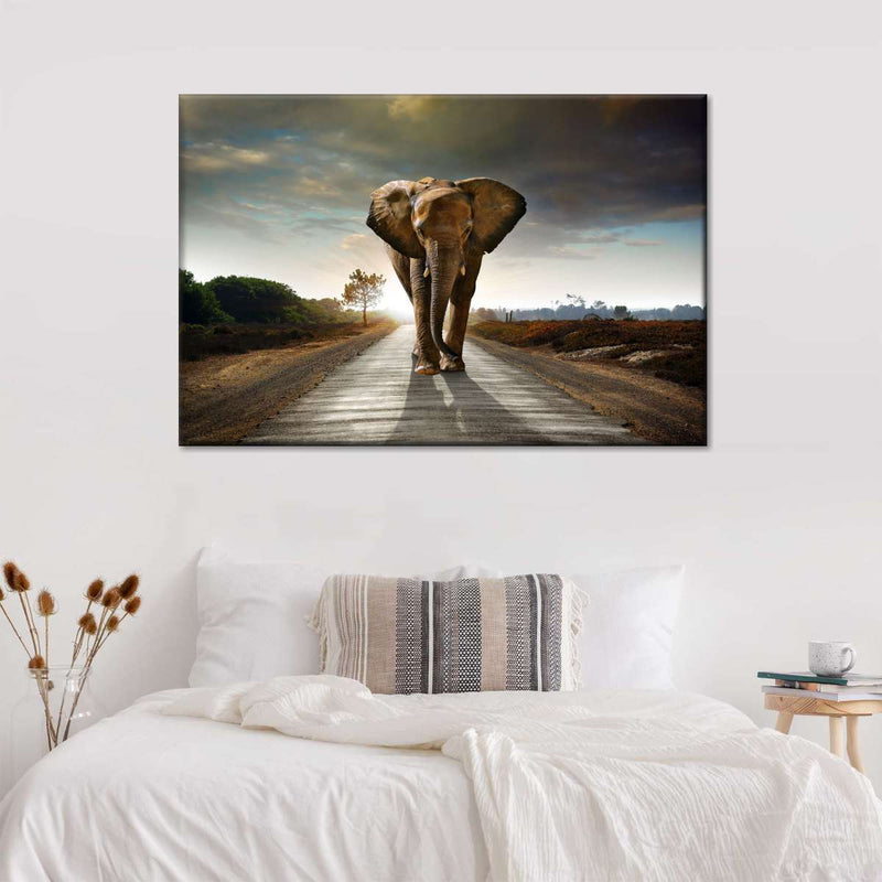 Walking Lone Elephant Wall Art