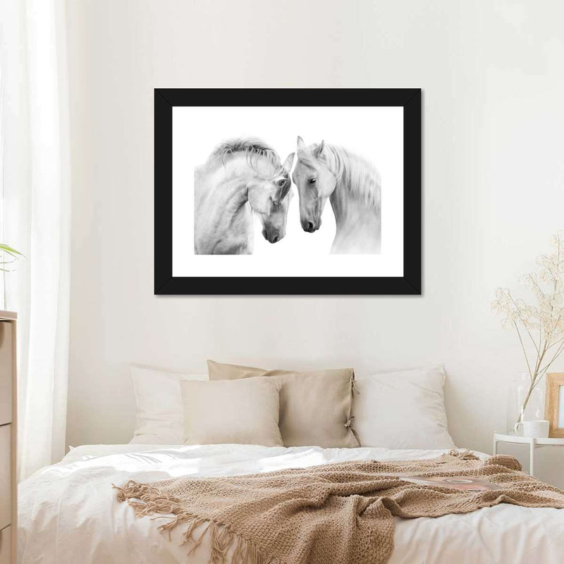 White Horse Couple Wall Art
