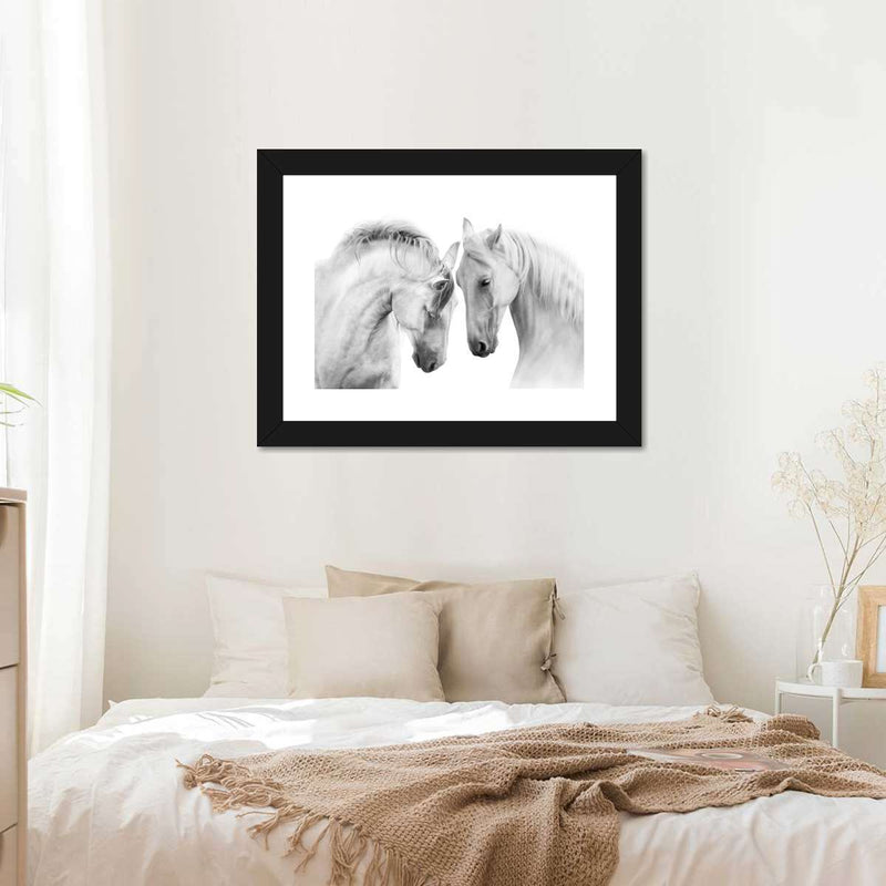 White Horse Couple Wall Art