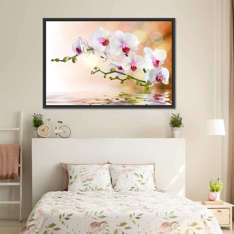 Orchid Flowers On Water Wall Art