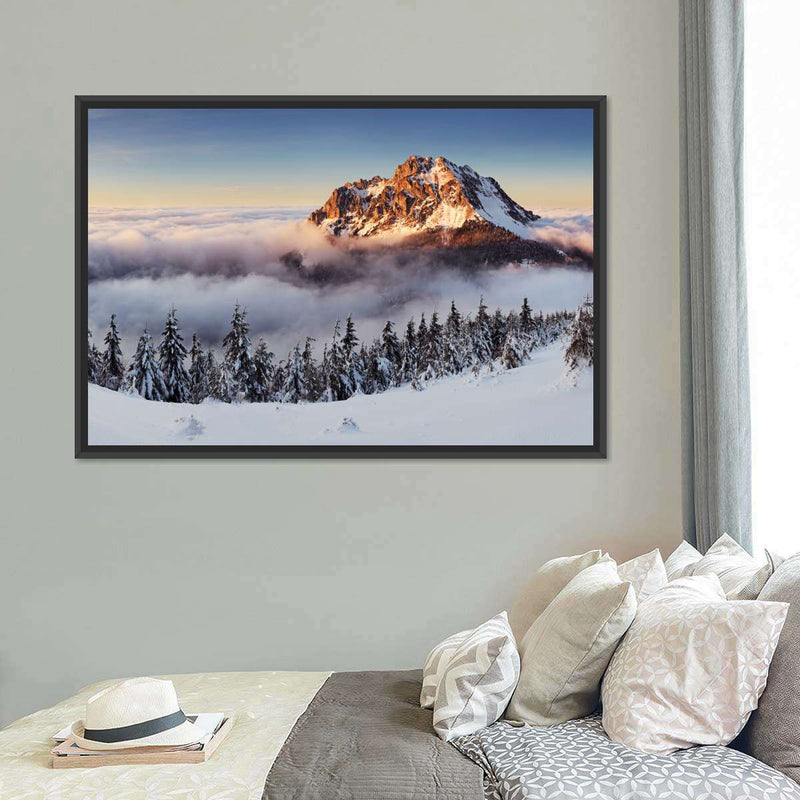 Snow Mountain Sunset Wall Art