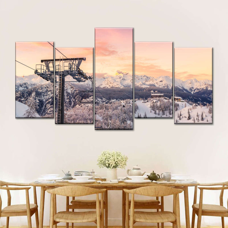 Skiing On Snowy Mountain Wall Art
