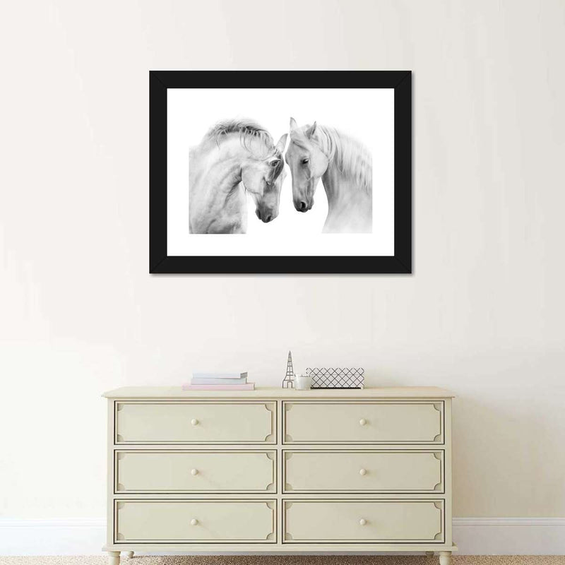 White Horse Couple Wall Art