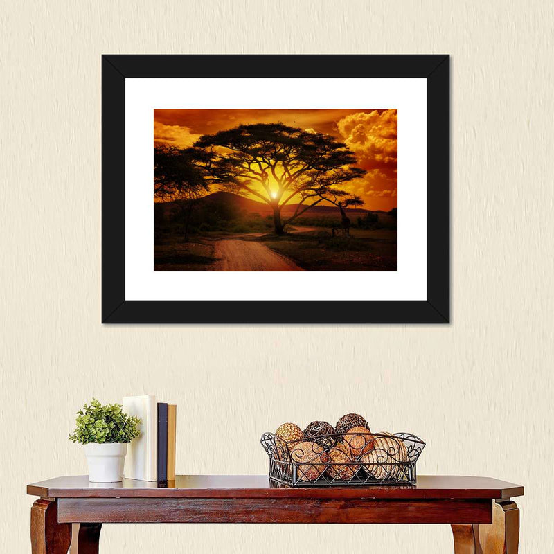 Serengeti Park Sunset Silhouette Wall Art