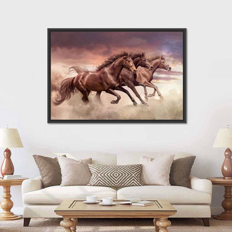 Three Running Horses Wall Art