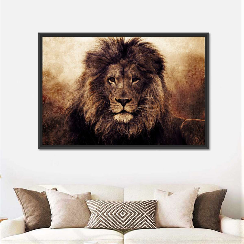 Grunge Lion Head Wall Art
