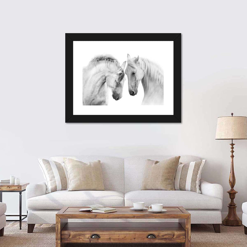White Horse Couple Wall Art