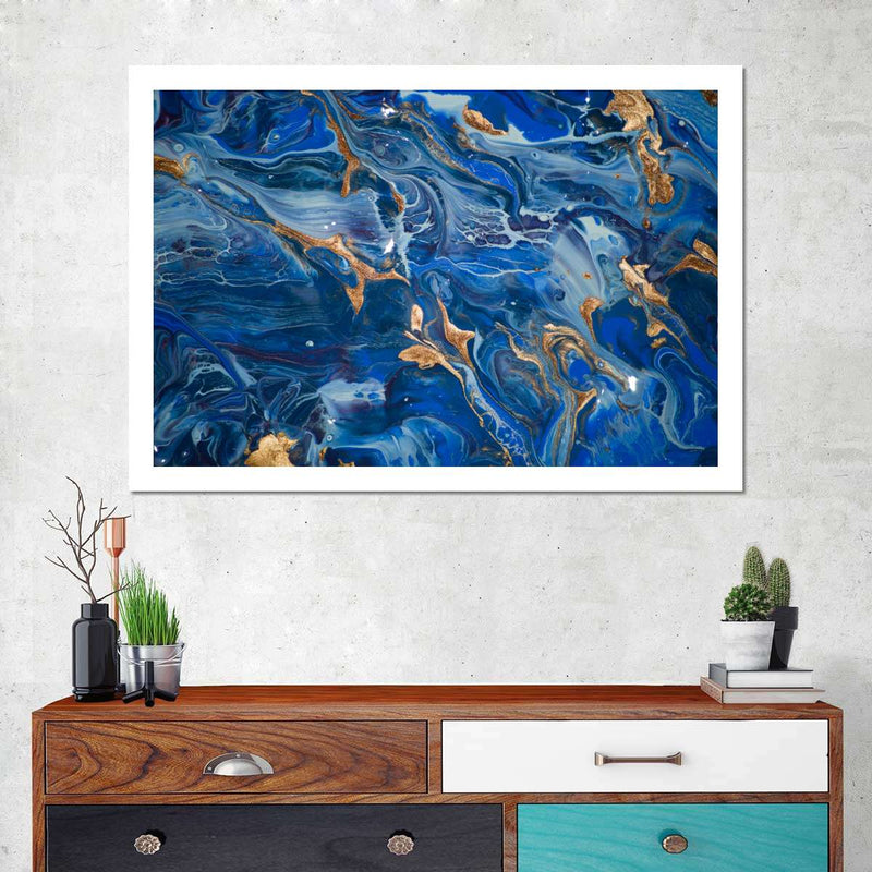 Navy And Gold Abstract Wall Art