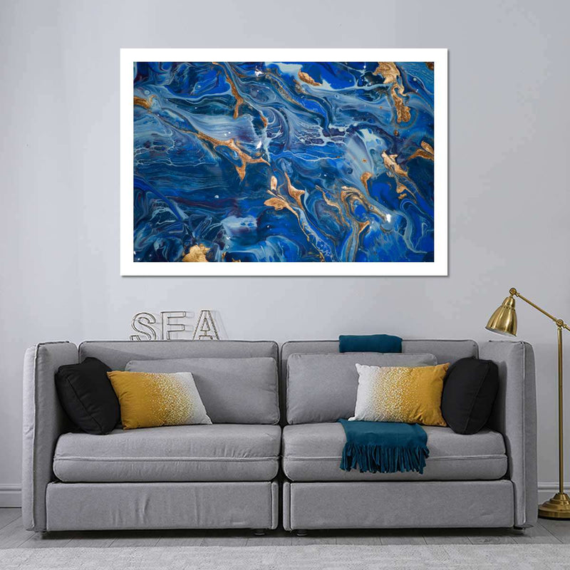 Navy And Gold Abstract Wall Art
