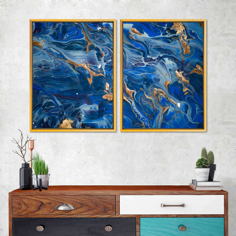 Navy And Gold Abstract Wall Art