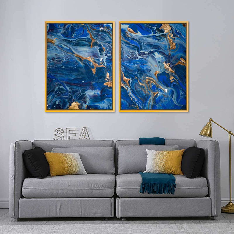 Navy And Gold Abstract Wall Art