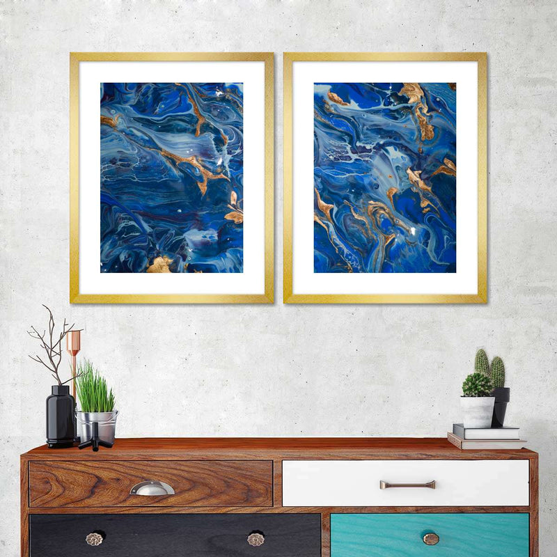 Navy And Gold Abstract Wall Art