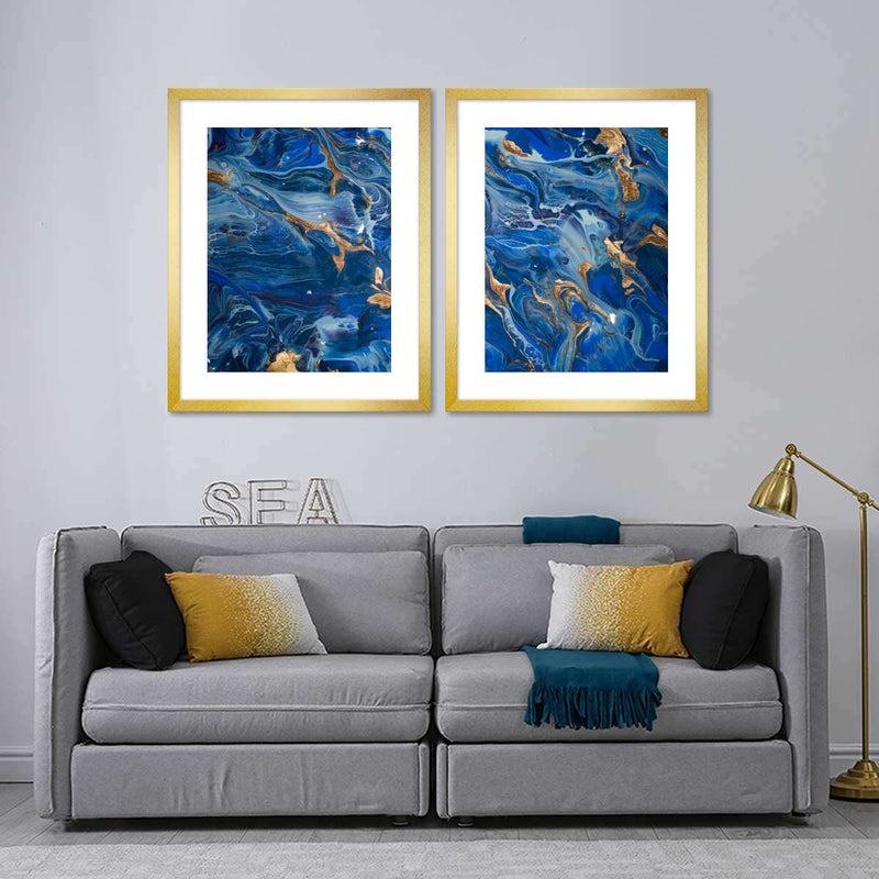 Navy And Gold Abstract Wall Art
