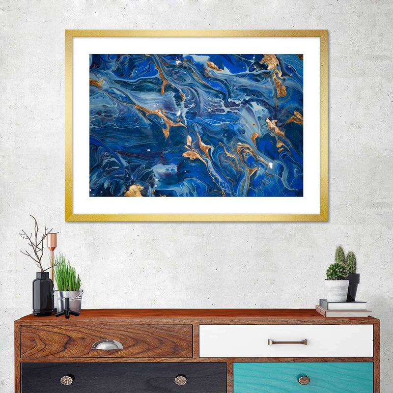 Navy And Gold Abstract Wall Art