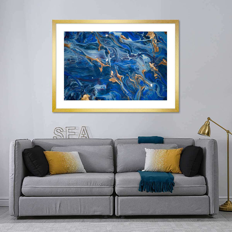 Navy And Gold Abstract Wall Art