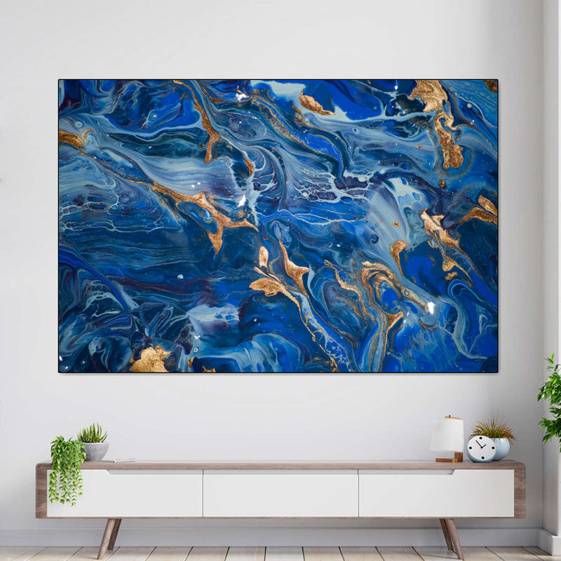 Navy And Gold Abstract Wall Art