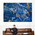 Navy And Gold Abstract Wall Art