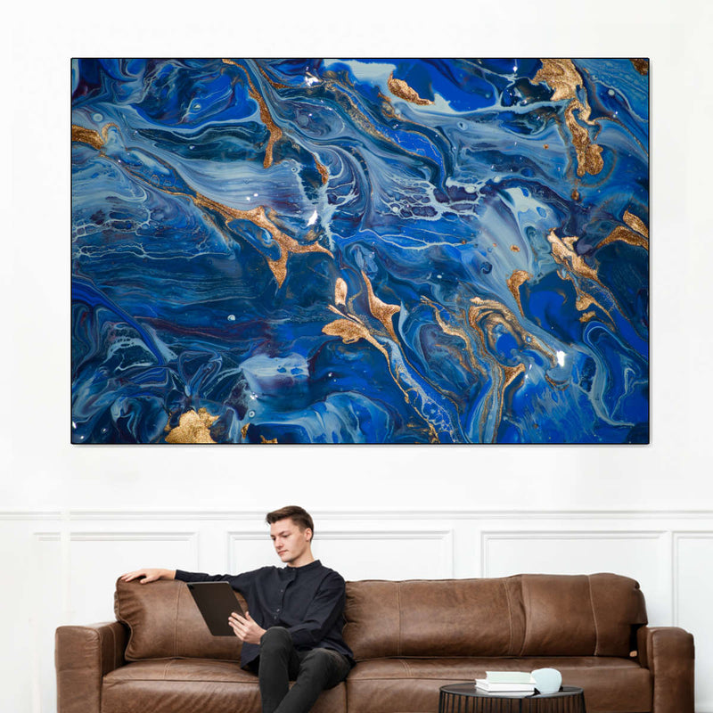 Navy And Gold Abstract Wall Art