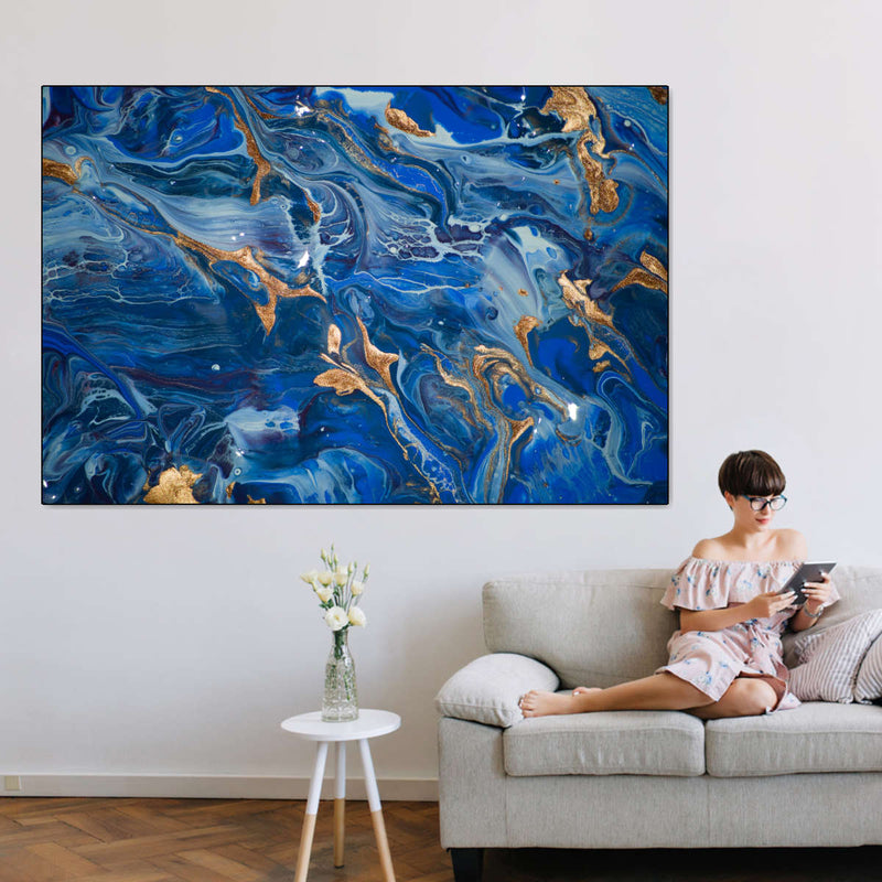 Navy And Gold Abstract Wall Art