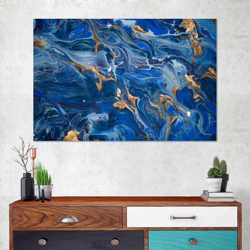 Navy And Gold Abstract Wall Art