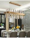 MIRODEMI® Gold/black rectangle crystal chandelier for dining room, kitchen island