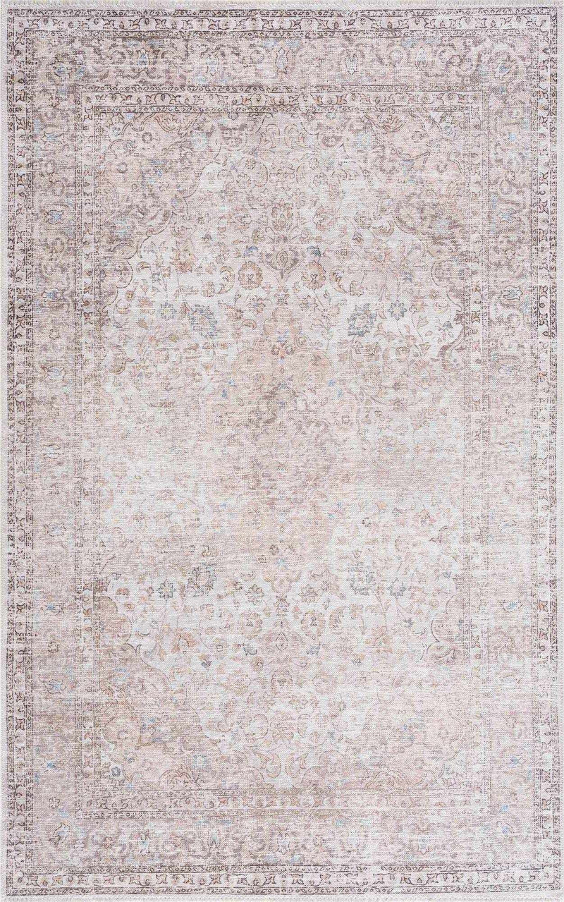 Cream Holi-2301 Washable Area Rug