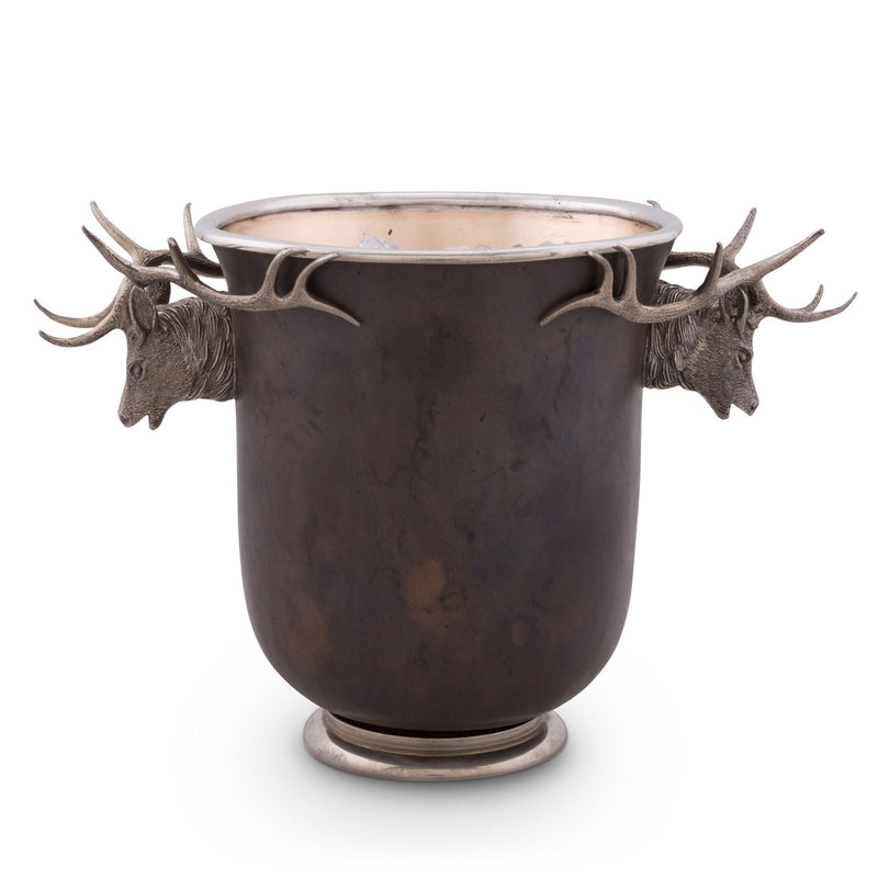 Elk Head Handle Bronze Ice Bucket
