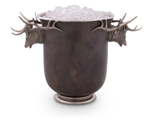 Elk Head Handle Bronze Ice Bucket