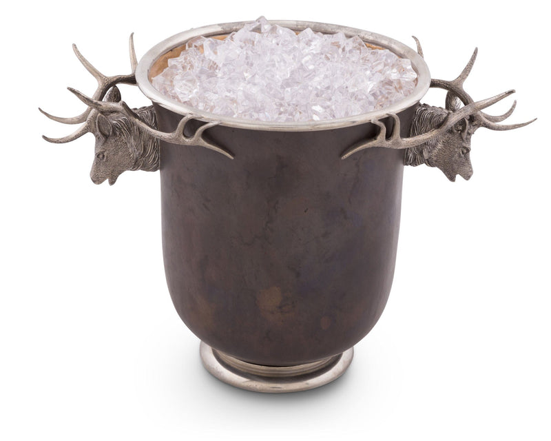 Elk Head Handle Bronze Ice Bucket