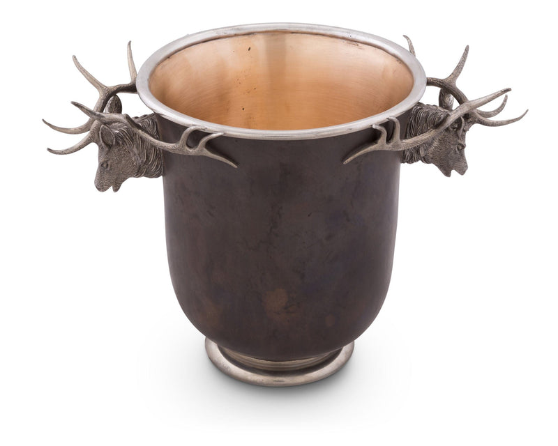 Elk Head Handle Bronze Ice Bucket