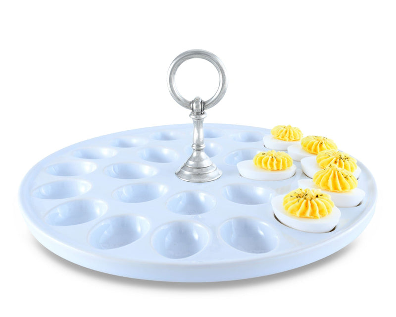 Deviled Egg Tray with Pewter Classic Ring Handle