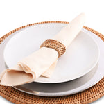 Hand Woven Rattan Napkin Ring - Set of 4