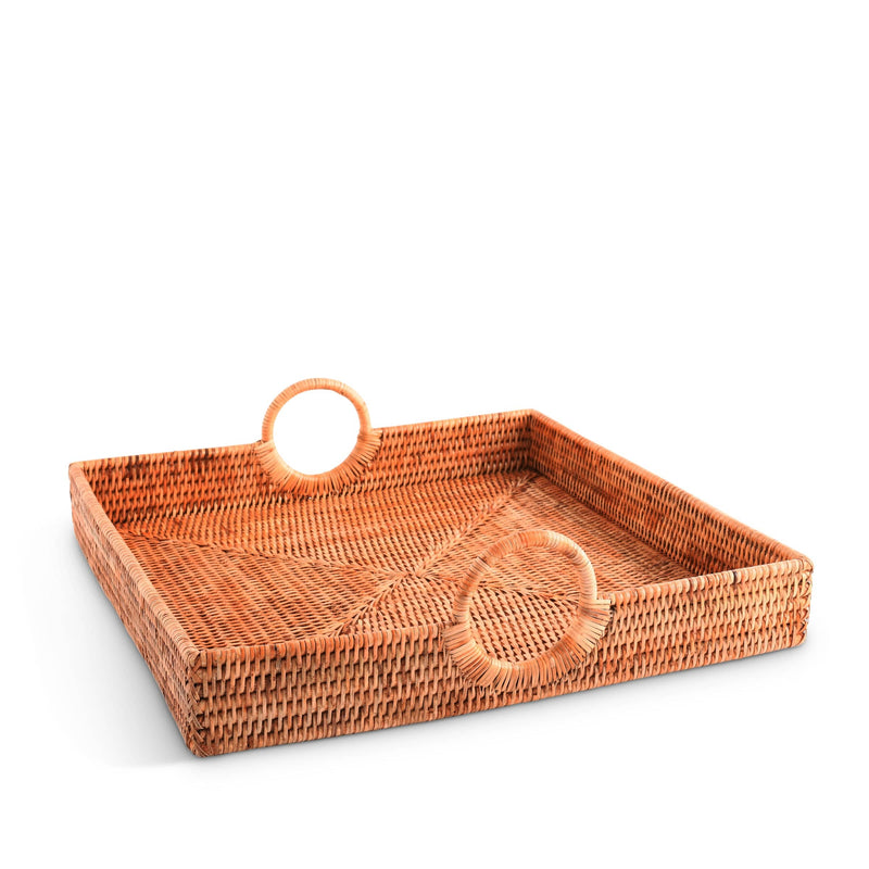 Hand Woven Wicker Rattan Large Square Tray