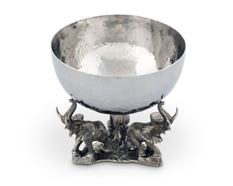 Stainless Nut Bowl - Pewter Elephant Base